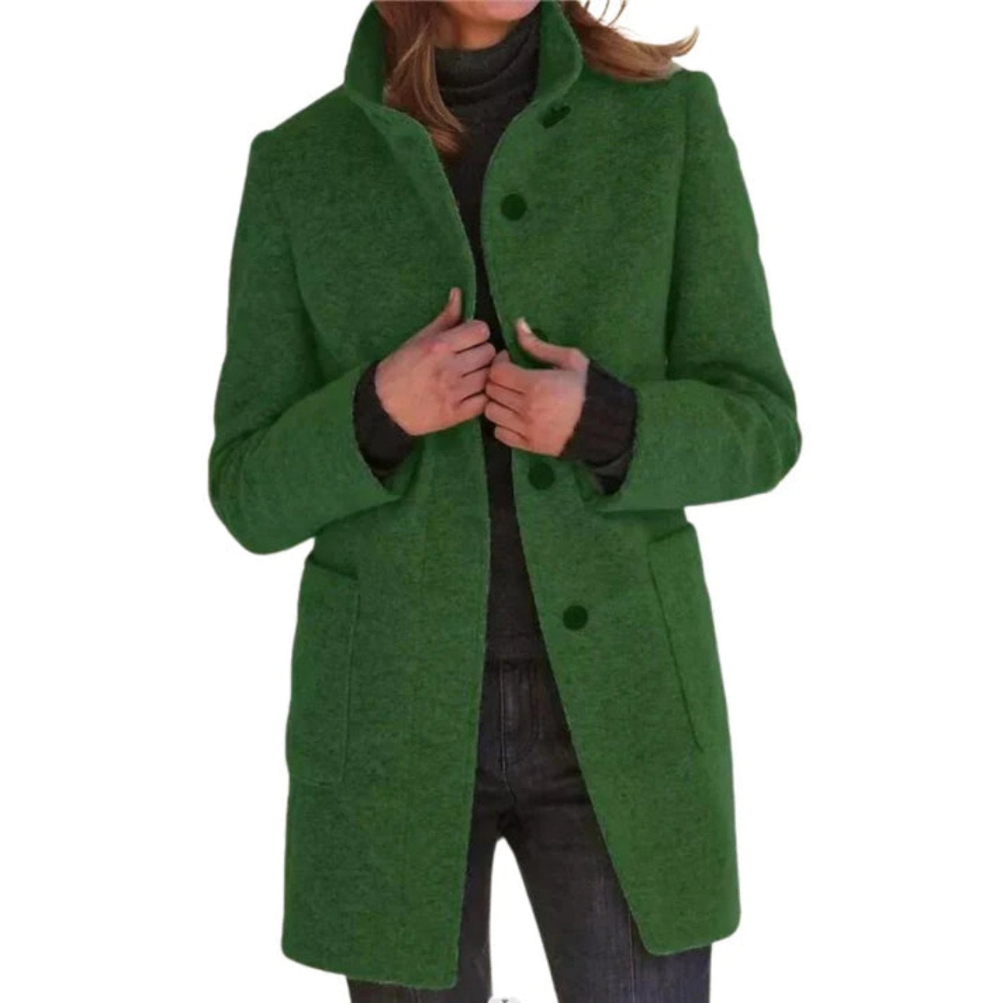 Women's Wool Coat Tailored Fit Single Breasted Black