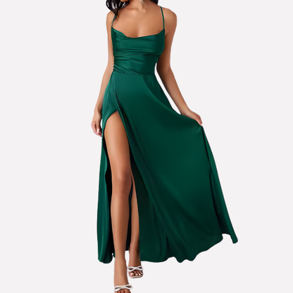 Women's Backless Maxi Dress High Side Slit
