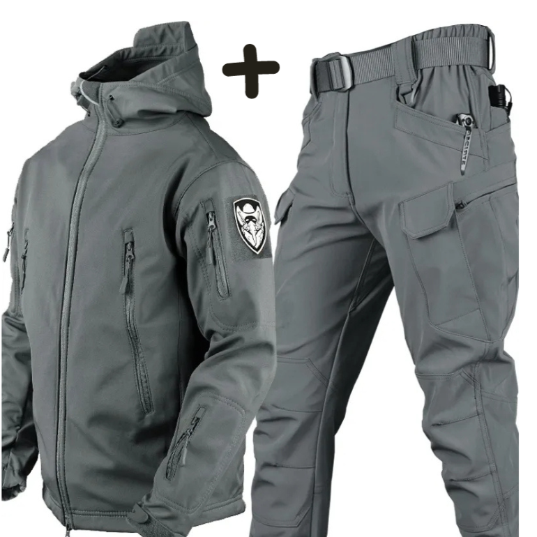 Men's Tactical Hooded Jacket And Cargo Pants Set