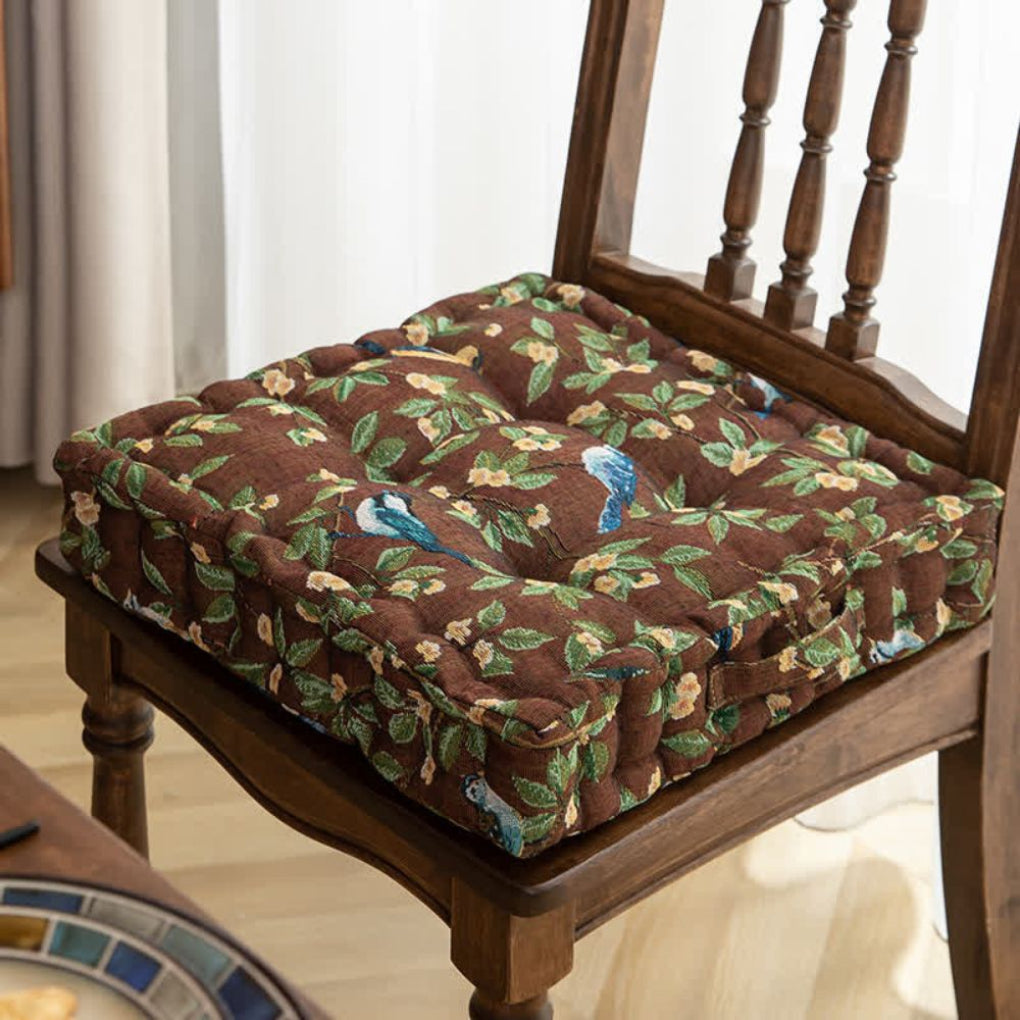 Padded Chair Seat Cushion with Ties Beige