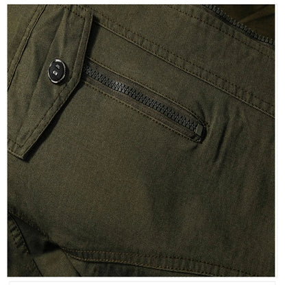 Men's Military Jacket Cotton Rugged Style Beige