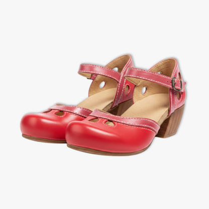 Vintage Style Low Heel Cutout Women's Sandals