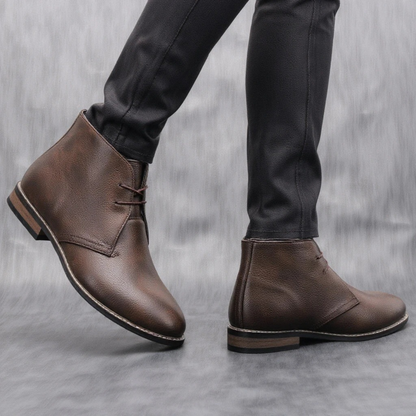 Men's Vintage Ankle Boots Brown Leather