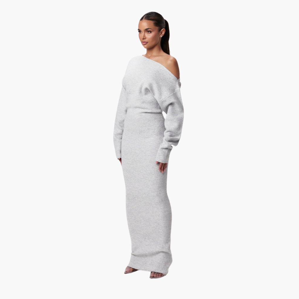 Women's Off-Shoulder Knit Evening Dress