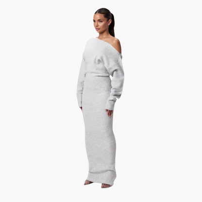 Women's Off-Shoulder Knit Evening Dress