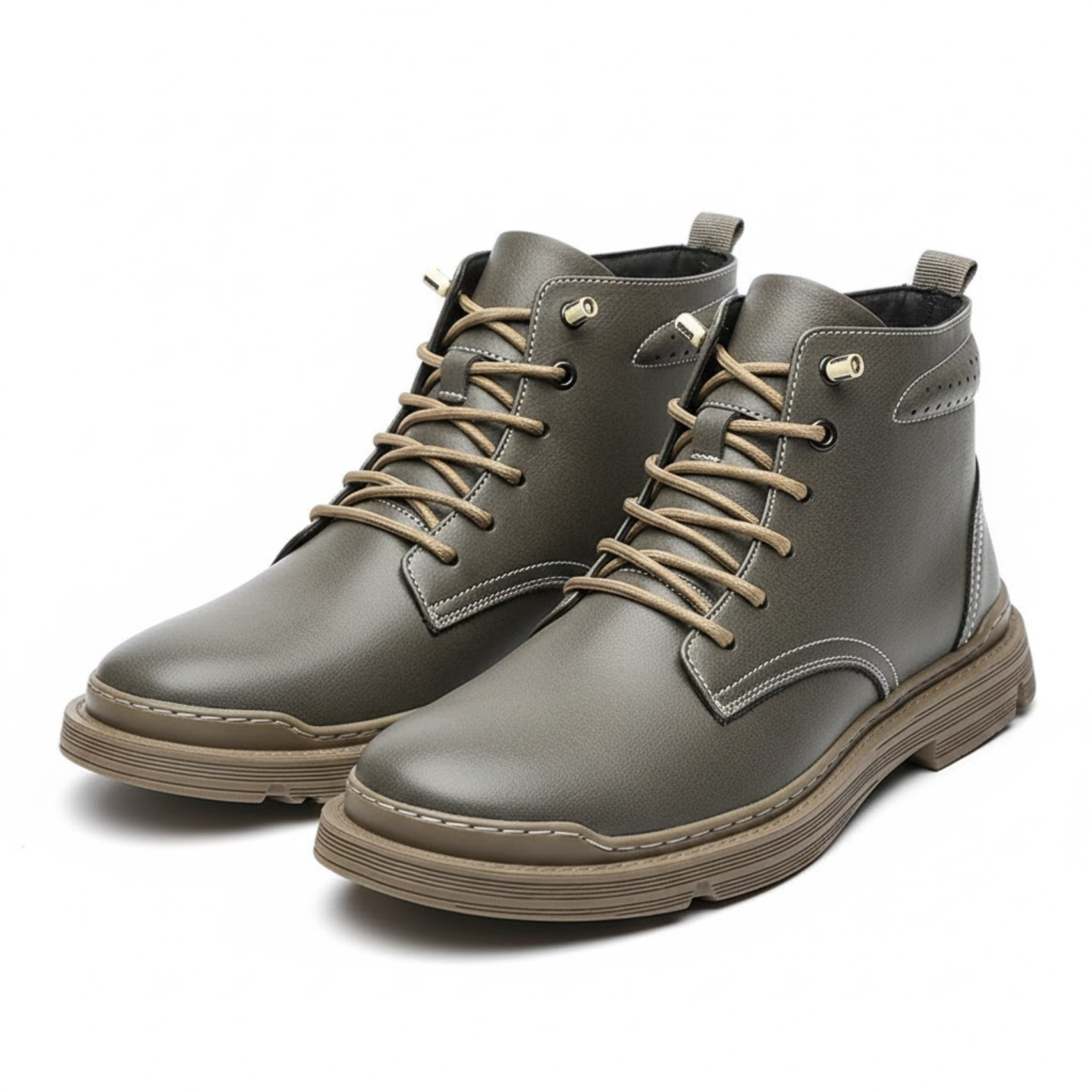 Men's Classic Leather Ankle Boots Height Boost Shoes - VibreMode