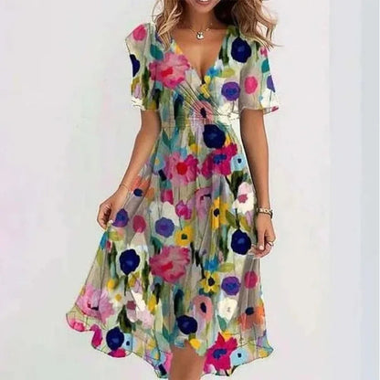 Women's Knee Length Floral Summer Dress