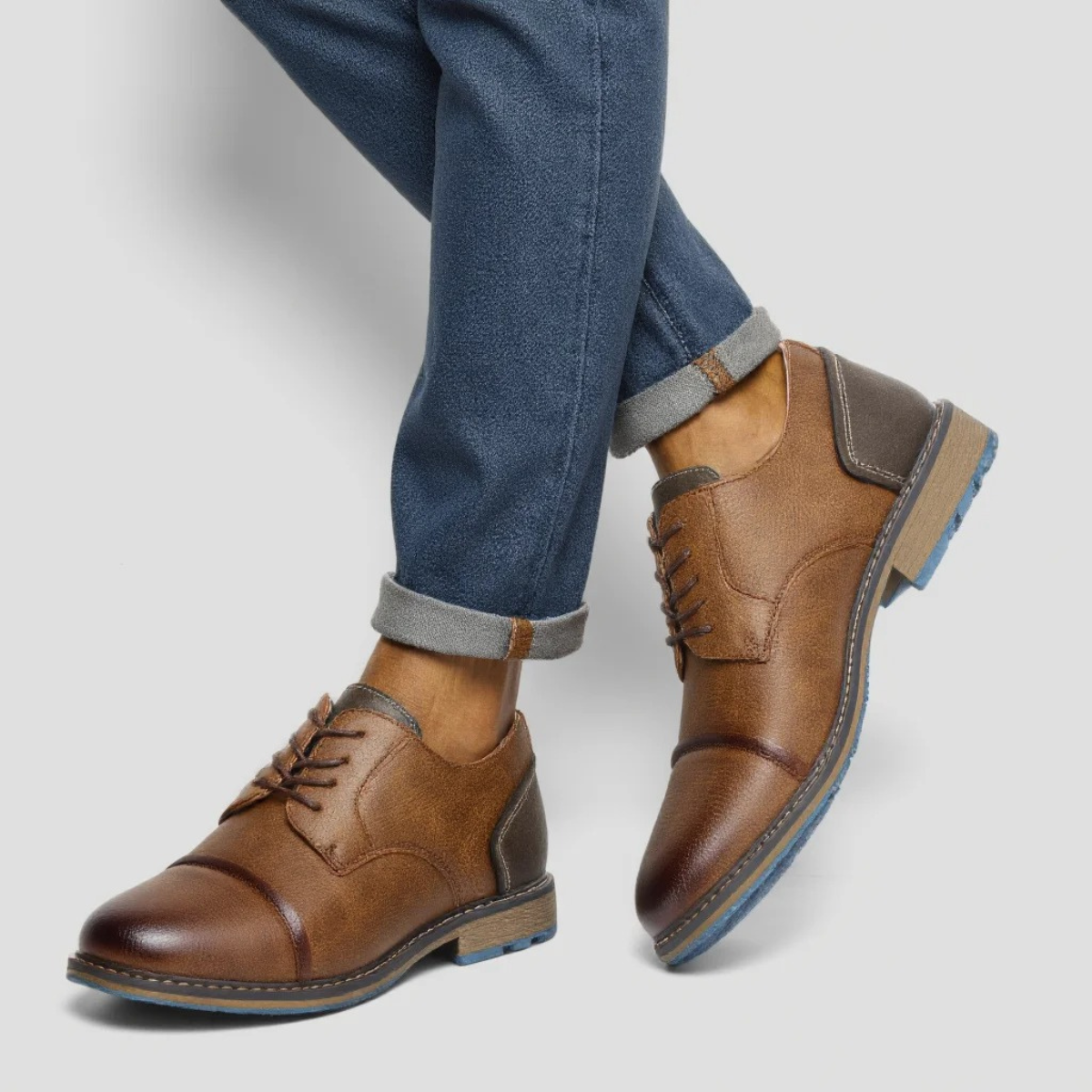 Men's Leather Oxford Shoes Lace Up Brown