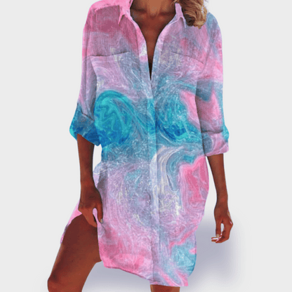 Women's Flowy Draped Summer Dress Colorful Casual