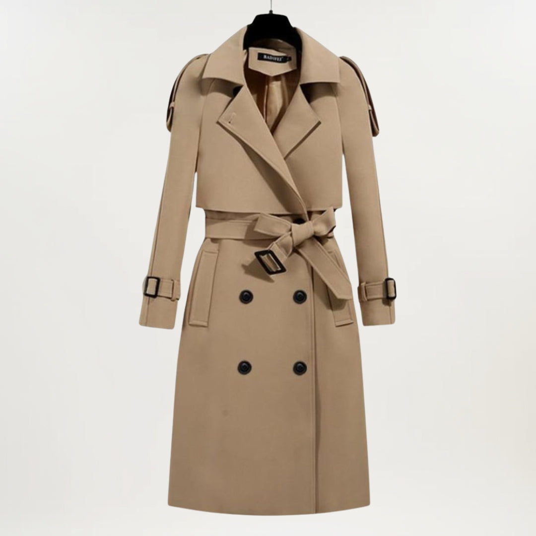 Women's Double Breasted Trench Coat Belted