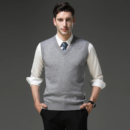 Men's Soft V Neck Knitted Vest Anti Pilling