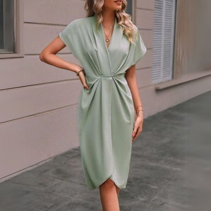 Women's Elegant Draped Midi Dress
