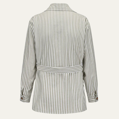 Men's Striped Button Down Shirt Cotton With Pockets
