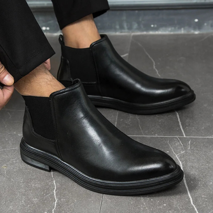 Men's Leather Chelsea Ankle Boots Black