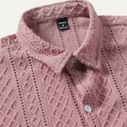 Men's Textured Button Up Shirt Casual