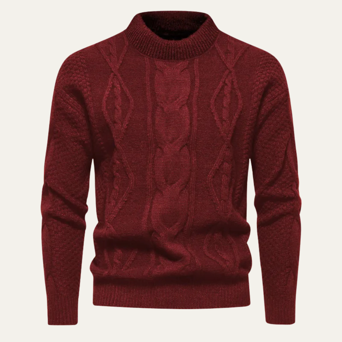 Men's Cable Knit Sweater Round Neck Winter - VibreMode