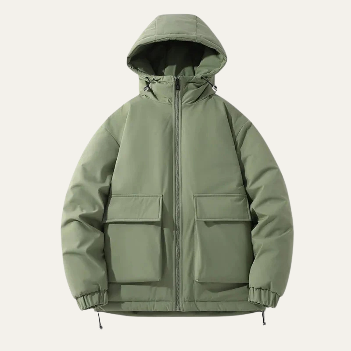 Men's Puffer Jacket Warm Padded Hooded Black