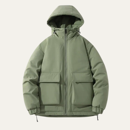 Men's Puffer Jacket Warm Padded Hooded Black