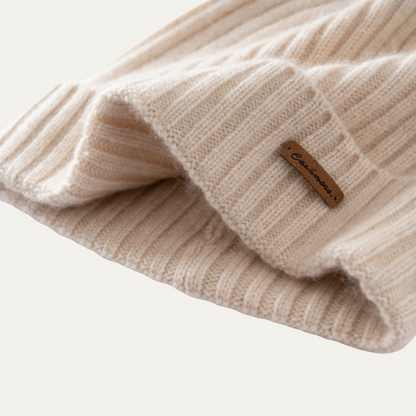 Men's Cashmere Beanie Ribbed Knit Black