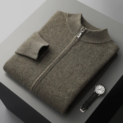 Men's Merino Mock Neck Zip Up Cardigan