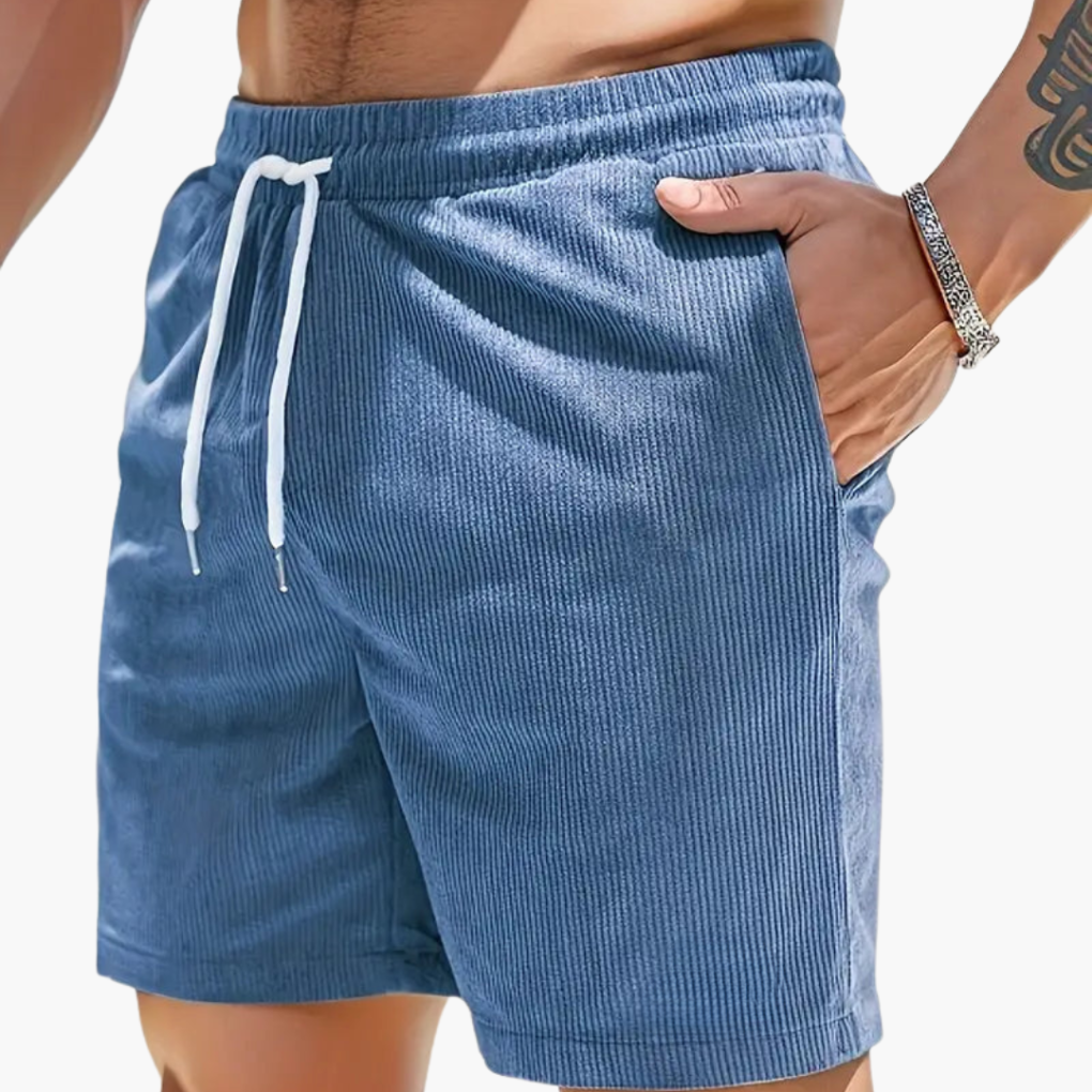 Men's Cotton Cord Shorts Casual Beige