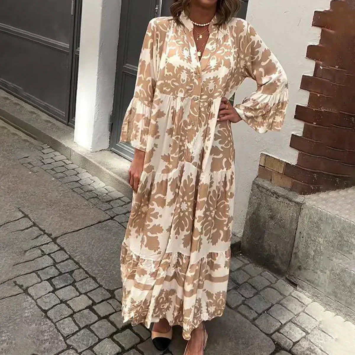 Bohemian Floral Loose Fit Maxi Dress for Women - VibreMode