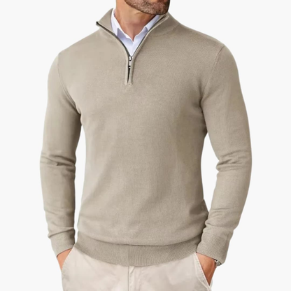 Men's Quarter Zip Pullover Ribbed Hem