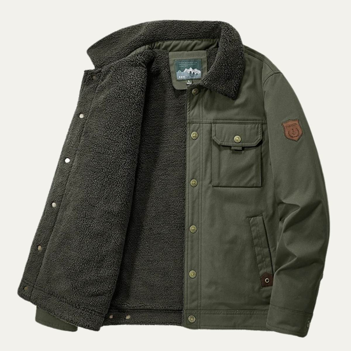 Men's Windproof Sherpa Jacket With Pockets