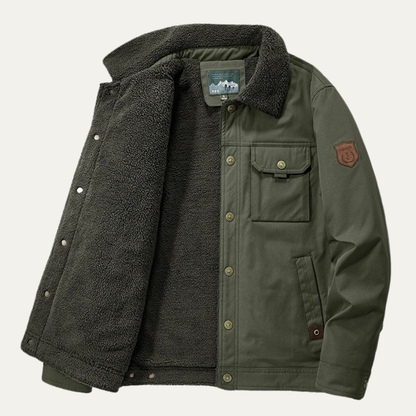 Men's Windproof Sherpa Jacket With Pockets