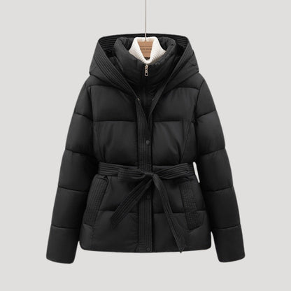 Women's Puffer Jacket Hooded Adjustable Belt