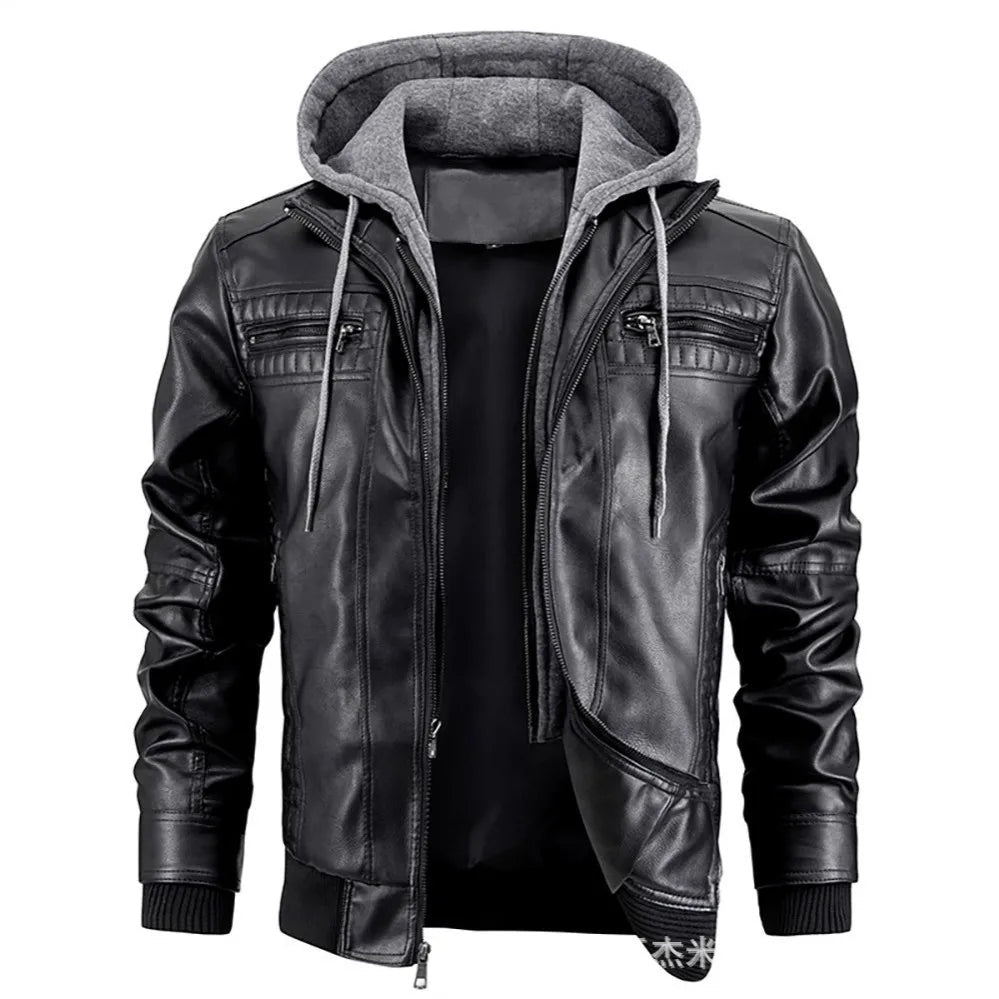 Women's Leather Winter Coat With Hood - VibreMode