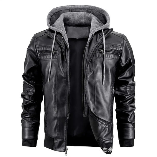 Women's Leather Winter Coat With Hood - VibreMode