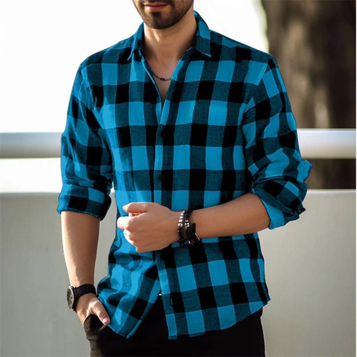 Men's Plaid Button-Up Shirt