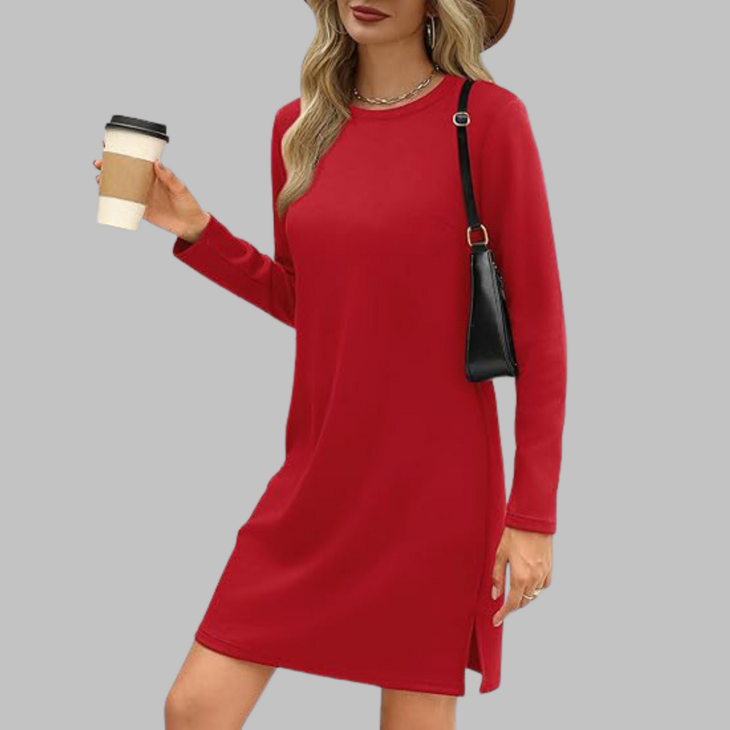 Women's Long Sleeve Round Neck Dress Comfortable