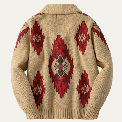 Men's Striped Knit Cardigan Shawl Collar Retro Style