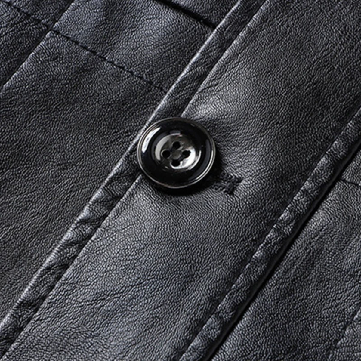 Men's Leather Winter Jacket Button Up