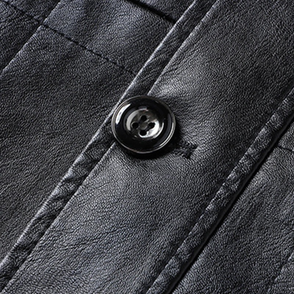 Men's Leather Winter Jacket Button Up