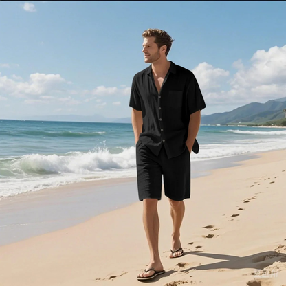 Men's Retro Beach Set Shirt And Shorts