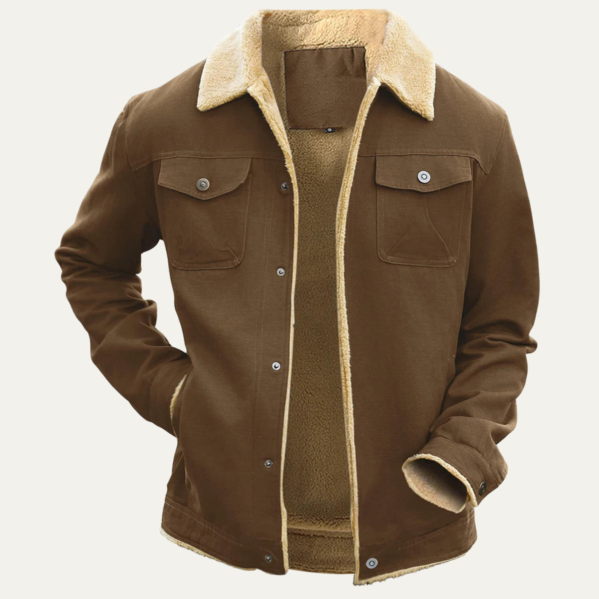 Men's Shearling Lined Jacket Warm Winter Sherpa Collar