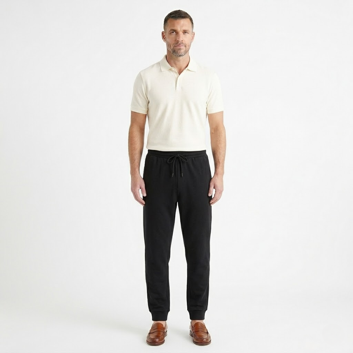 Men's Linen Jogger Pants Lightweight Beige