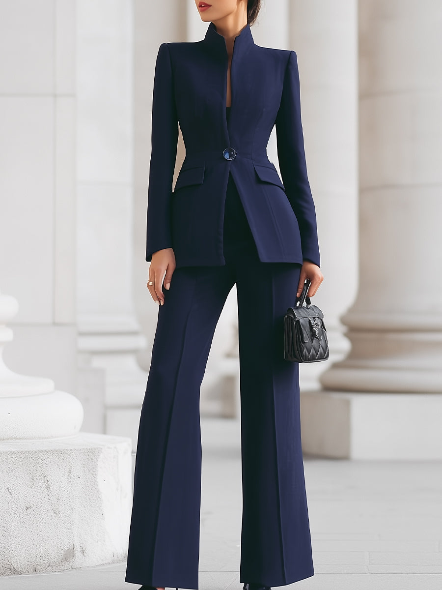 Classic Women's Two Piece Blazer Pants Suit Set - VibreMode