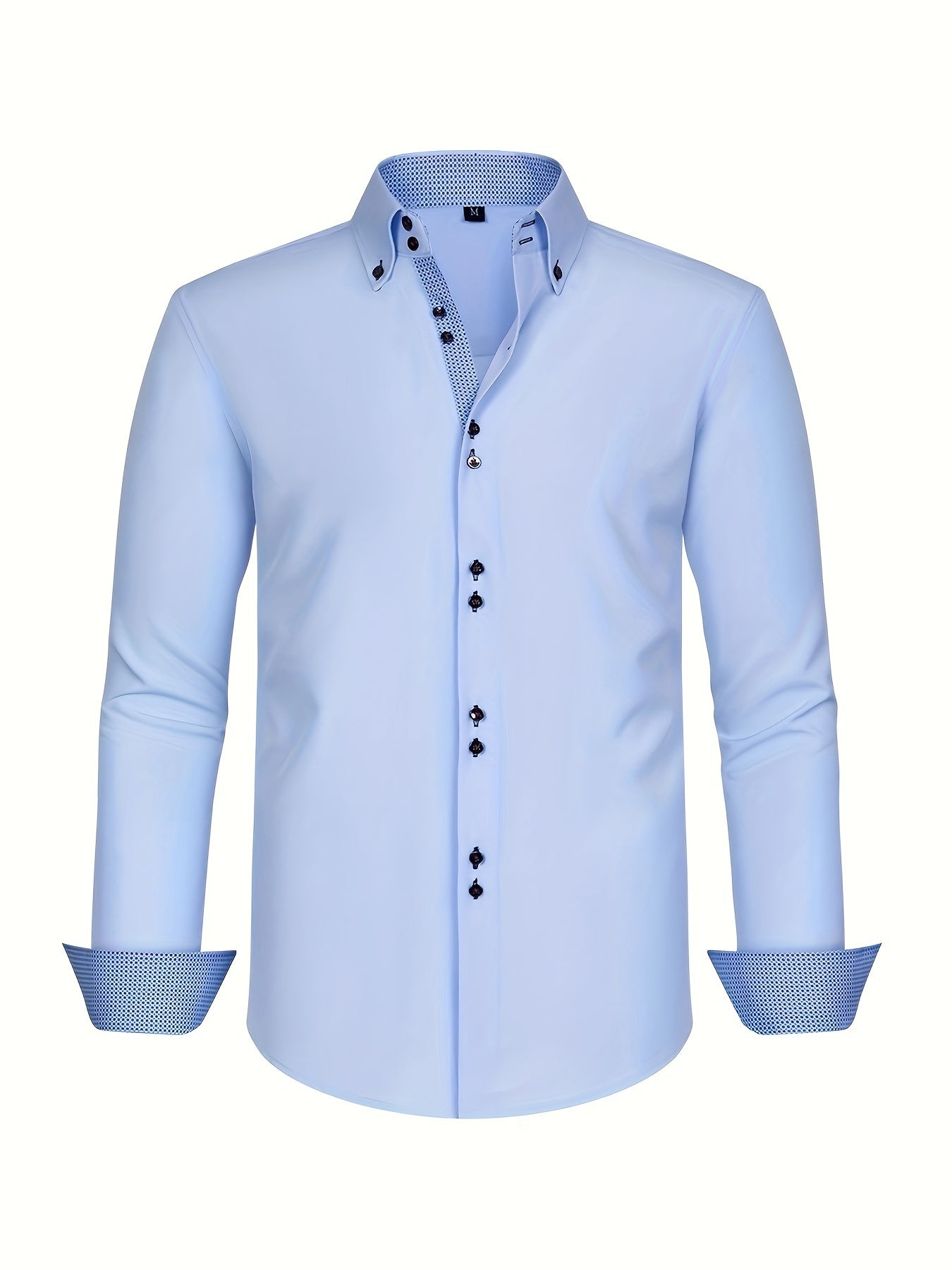 Men's Long Sleeve Button Down Shirt Contrast Trim