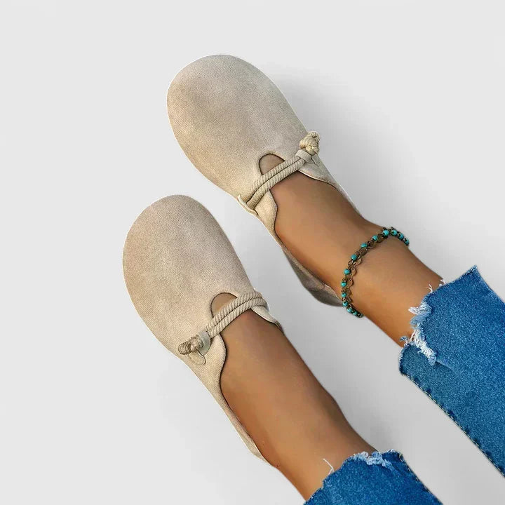 Women's Round Toe Loafers Strap Detail