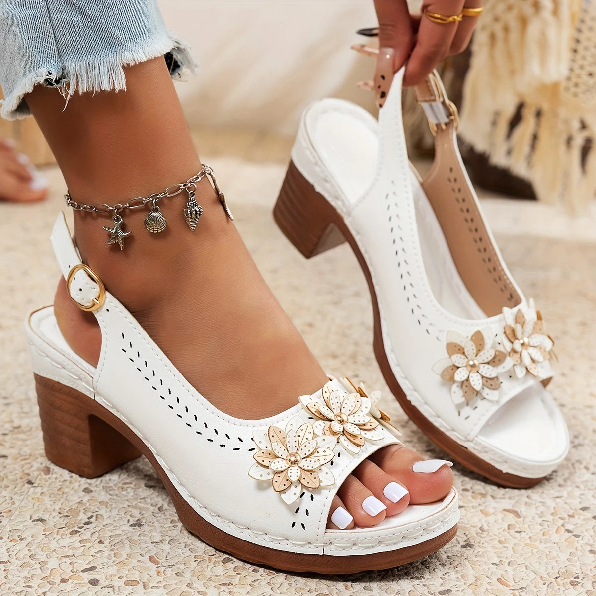 Women's Adjustable Ankle Strap Sandals Rosewood - VibreMode