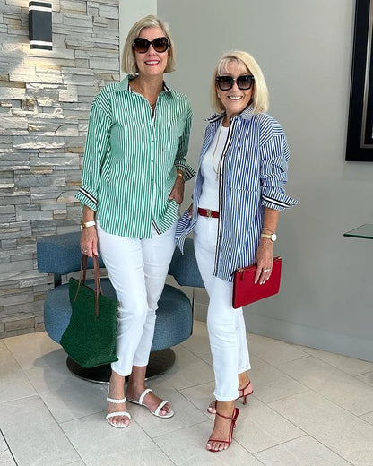 Casual Fit Women's Striped Button Shirt