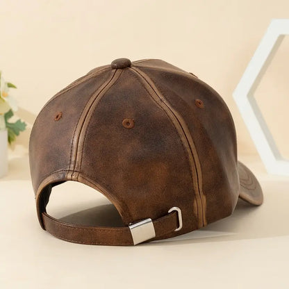 Classic Brown Leather Cap