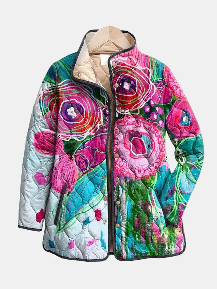 Beautiful Floral Print Women's Jacket - VibreMode