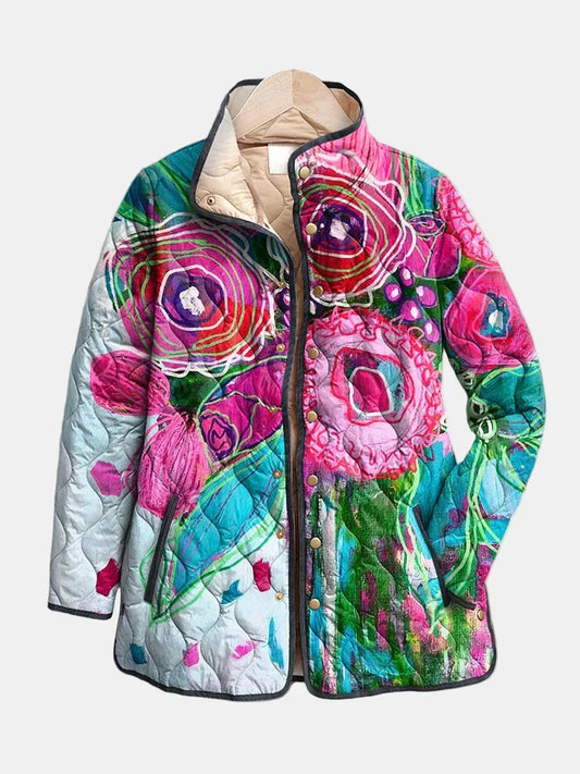 Beautiful Floral Print Women's Jacket - VibreMode