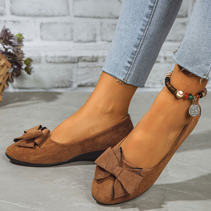 Elegant Round Toe Womens Slip On Ballet Shoes