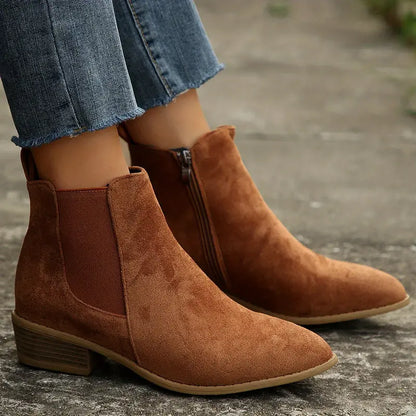 Women's Low Heel Side Zip Boots